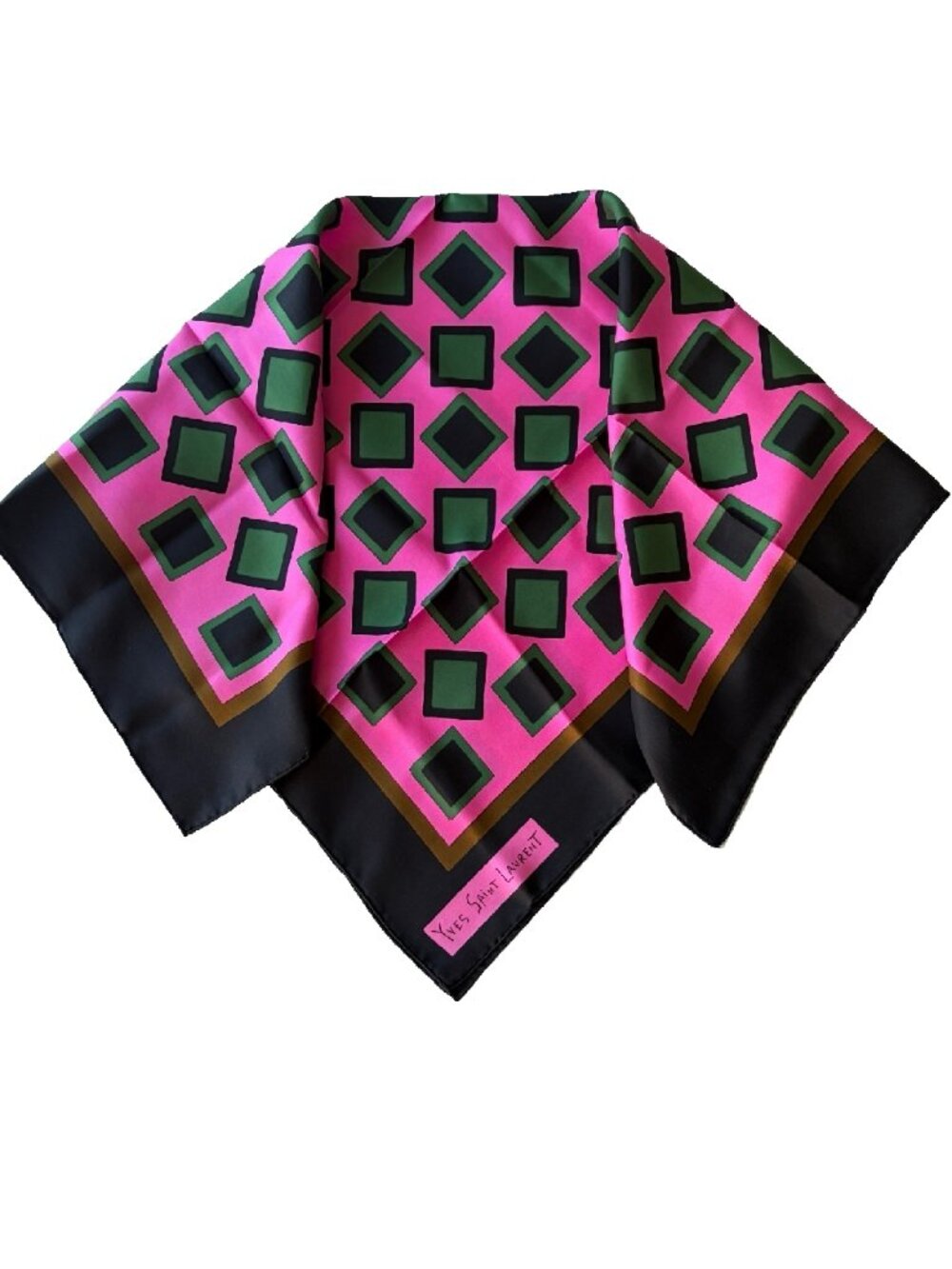 Vintage Yves Saint Laurent Paris Geometric Scarf with Original Envelope